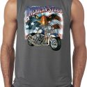 Mens Biker Shirt American Steel Sleeveless Tee T-Shirt