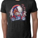 Mens Biker Shirt Big Chief Indian Motorcycle Biker Burnout Tee T-Shirt