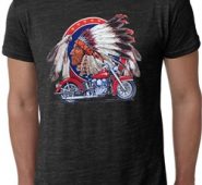 Mens Biker Shirt Big Chief Indian Motorcycle Biker Burnout Tee T-Shirt