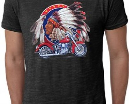 Mens Biker Shirt Big Chief Indian Motorcycle Biker Burnout Tee T-Shirt