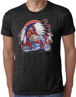 Mens Biker Shirt Big Chief Indian Motorcycle Biker Burnout Tee T-Shirt