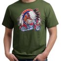 Mens Biker Shirt Big Chief Indian Motorcycle Biker Organic Tee T-Shirt