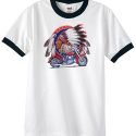 Mens Biker Shirt Big Chief Indian Motorcycle Biker Ringer Tee T-Shirt