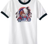 Mens Biker Shirt Big Chief Indian Motorcycle Biker Ringer Tee T-Shirt