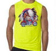 Mens Biker Shirt Big Chief Indian Motorcycle Biker Sleeveless Tee T-Shirt