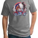 Mens Biker Shirt Big Chief Indian Motorcycle Biker Tall Tee T-Shirt