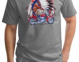 Mens Biker Shirt Big Chief Indian Motorcycle Biker Tall Tee T-Shirt