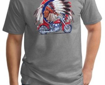 Mens Biker Shirt Big Chief Indian Motorcycle Biker Tall Tee T-Shirt