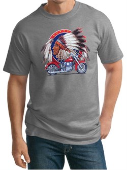 Mens Biker Shirt Big Chief Indian Motorcycle Biker Tall Tee T-Shirt