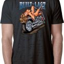 Mens Biker Shirt Built To Last Burnout Tee T-Shirt