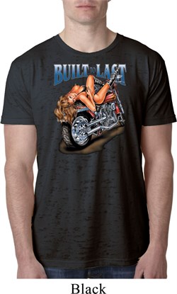 Mens Biker Shirt Built To Last Burnout Tee T-Shirt