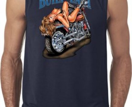 Mens Biker Shirt Built To Last Sleeveless Tee T-Shirt