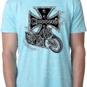 Mens Biker Shirt Chopper Cross Skeleton Burnout Tee T-Shirt