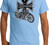 Mens Biker Shirt Chopper Cross Skeleton Organic Tee T-Shirt