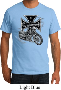 Mens Biker Shirt Chopper Cross Skeleton Organic Tee T-Shirt