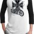 Mens Biker Shirt Chopper Cross Skeleton Raglan Tee T-Shirt