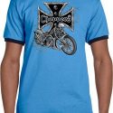 Mens Biker Shirt Chopper Cross Skeleton Ringer Tee T-Shirt