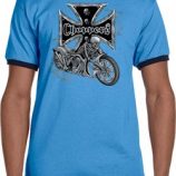 Mens Biker Shirt Chopper Cross Skeleton Ringer Tee T-Shirt