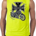 Mens Biker Shirt Chopper Cross Skeleton Sleeveless Tee T-Shirt