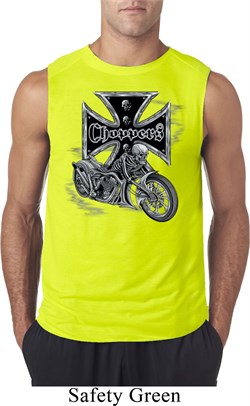 Mens Biker Shirt Chopper Cross Skeleton Sleeveless Tee T-Shirt