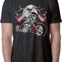 Mens Biker Shirt Eagle Biker Burnout Tee T-Shirt