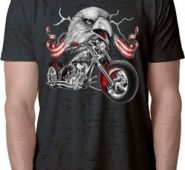 Mens Biker Shirt Eagle Biker Burnout Tee T-Shirt