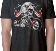 Mens Biker Shirt Eagle Biker Burnout Tee T-Shirt