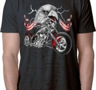 Mens Biker Shirt Eagle Biker Burnout Tee T-Shirt