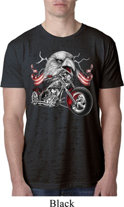 Mens Biker Shirt Eagle Biker Burnout Tee T-Shirt