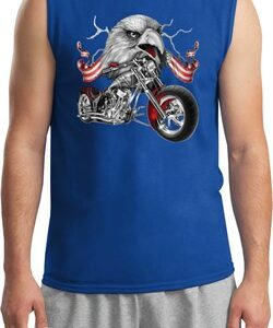 Mens Biker Shirt Eagle Biker Muscle Tee T-Shirt