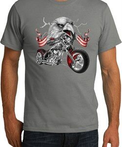 Mens Biker Shirt Eagle Biker Organic Tee T-Shirt