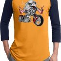 Mens Biker Shirt Eagle Biker Raglan Tee T-Shirt