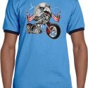 Mens Biker Shirt Eagle Biker Ringer Tee T-Shirt