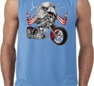 Mens Biker Shirt Eagle Biker Sleeveless Tee T-Shirt