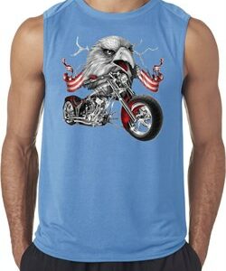 Mens Biker Shirt Eagle Biker Sleeveless Tee T-Shirt