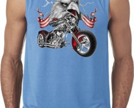 Mens Biker Shirt Eagle Biker Sleeveless Tee T-Shirt