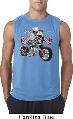 Mens Biker Shirt Eagle Biker Sleeveless Tee T-Shirt