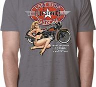 Mens Biker Shirt Full Service Gas Burnout Tee T-Shirt