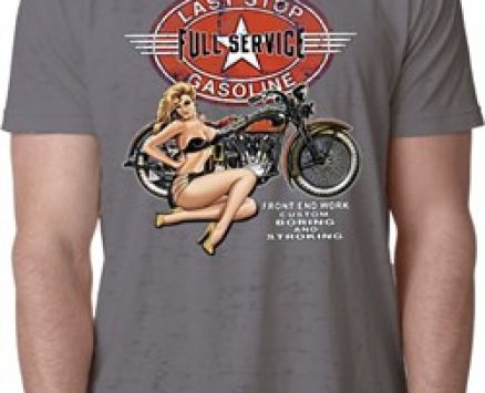 Mens Biker Shirt Full Service Gas Burnout Tee T-Shirt