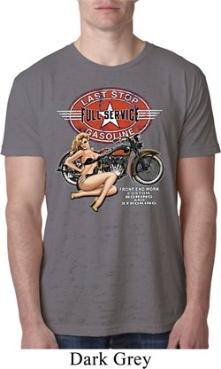 Mens Biker Shirt Full Service Gas Burnout Tee T-Shirt