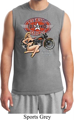 Mens Biker Shirt Full Service Gas Muscle Tee T-Shirt