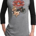 Mens Biker Shirt Full Service Gas Raglan Tee T-Shirt