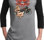 Mens Biker Shirt Full Service Gas Raglan Tee T-Shirt