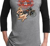 Mens Biker Shirt Full Service Gas Raglan Tee T-Shirt