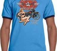 Mens Biker Shirt Full Service Gas Ringer Tee T-Shirt