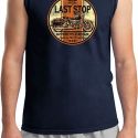 Mens Biker Shirt Last Stop Muscle Tee T-Shirt