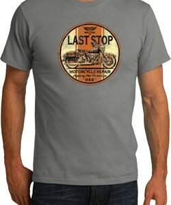 Mens Biker Shirt Last Stop Organic Tee T-Shirt