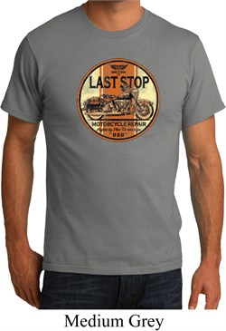 Mens Biker Shirt Last Stop Organic Tee T-Shirt