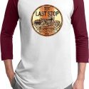 Mens Biker Shirt Last Stop Raglan Tee T-Shirt