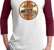 Mens Biker Shirt Last Stop Raglan Tee T-Shirt